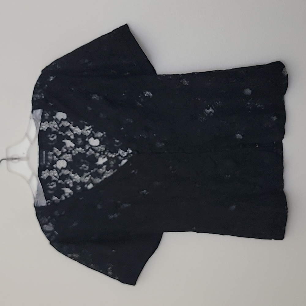 Buckle Black Lace Short Sleeve Top S